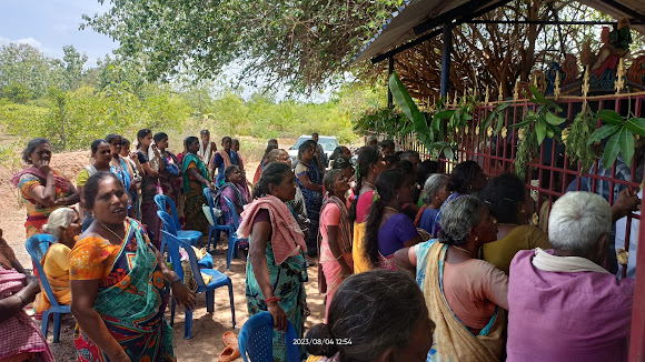 Devotees gathered at the temple